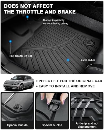 Powerty Floor Mats for 2022-2025 2026 Kia EV6 All Weather 3D TPE Anti-Slip Car Liners for 1st & 2nd Row Accessories - Image 4