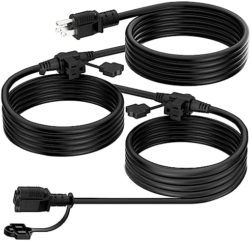 K KASONIC Outdoor Extension Cord 25 FT, Evenly Spaced 3 Outlets, Black by KASONIC