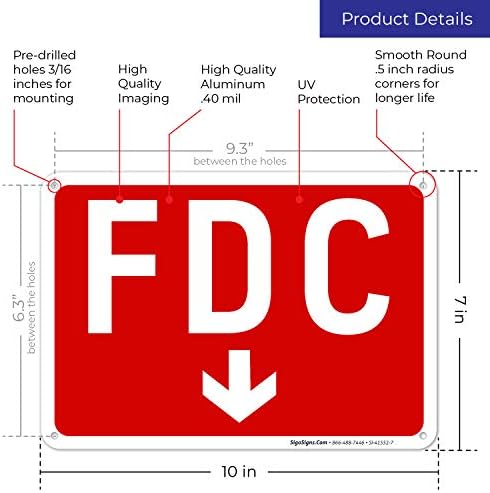FDC Down Arrow Sign, Red Background, - Image 3