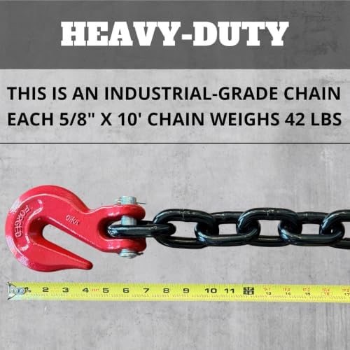 5/8" X 10' Grade 80 Transport Binder Chain - 18,100 LBS WLL - Clevis Grab Hook, Tie-Down, Towing - Image 4