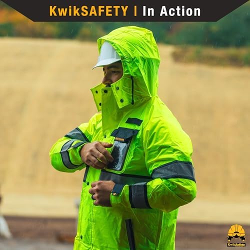 KwikSafety - Charlotte, NC - TORRENT Rain Jacket & Trench Coat ANSI OSHA Class 3 High Visibility Jacket Hi Vis Rain Gear - Image 2