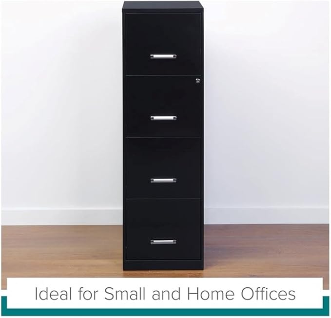 Scranton & Co 18" Deep Light Duty 4 Drawer Metal Letter Filing Cabinet in Black - Image 7