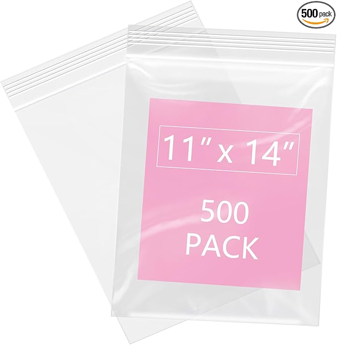 iMailer - 500 Pcs- 11" x 14" Reclosable Plastic Zip Poly Bags- Clear Zip Bag by iMailer