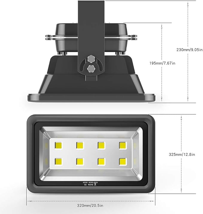 400W Outdoor LED Flood Light, 40000LM Super Bright, IP66 Waterproof, 6000K - Image 6