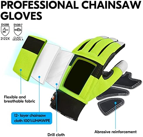 Vgo... Leather Chainsaw Gloves,left-hand Saw Protection(GA9767CS/GA8912) - Image 3