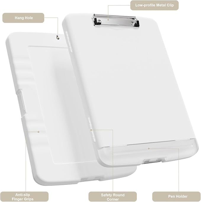 Piasoenc Clipboard with Storage, 8.5 x 11 Organization Box with Pen Holder and - Image 2