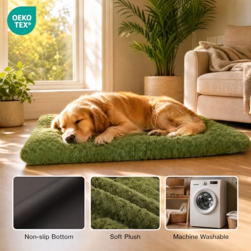 Exsnugy Washable Dog Bed Mat Large Size Fluffy Pet Crate Pad 42x28 XL - Image 4