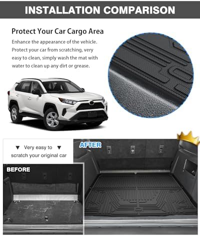 Powerty Floor Mats Cargo Liner for 2019-2025 Toyota RAV4 All Weather 3D TPE Anti-Slip Car Protection, 1st & 2nd Row Set with Rear Cargo Mat Accessories - Image 5