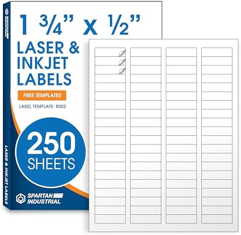 1.75" X 0.5" Matte White Return Address Labels (250 Sheets, 20000 Stickers) by SpartanIndustrial