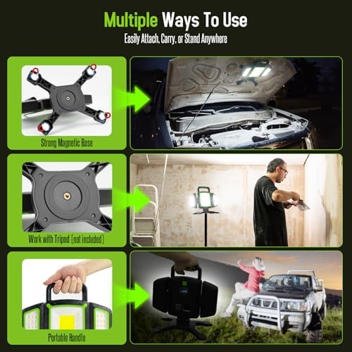 SYLSTAR 30W Rechargeable LED Work Light, 3000LM Magnetic, 5 Modes, 360 Rotatable & Foldable, Waterproof for Garage, Job Site, Camping, Car Repairing - Image 5