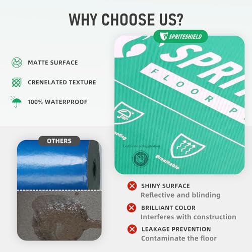 39" x 100' Heavy-Duty Temporary Floor Protection for Construction & Renovation, Green, Surface Protection Film for Hardwood Floors, Tile&Hard Paint Protection. (S-180G 39" x 100') - Image 4