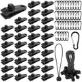 108Pcs Tarp Clips Heavy Duty with Carabiner Clips and Bungee Cords Set, Shark Tent Fasteners Clips Holder for Swimming Pool Cover Awnings Outdoor Camping Caravan Canopies Car by Unknown