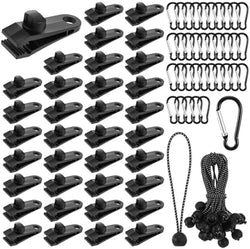 108Pcs Tarp Clips Heavy Duty with Carabiner Clips and Bungee Cords Set, Shark Tent Fasteners Clips Holder for Swimming Pool Cover Awnings Outdoor Camping Caravan Canopies Car by Unknown