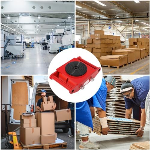 6 Ton Heavy Duty Moving Dolly with 360° Rotating Anti-Skid Pad, Carbon Steel Machine Skate for Industrial Equipment, PU Wheel Skate for Workshop Warehouse Transport - Image 5