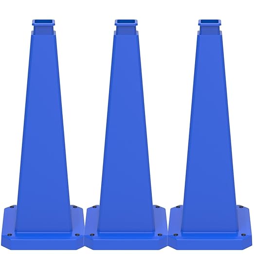 BESEA 3 Pack 28" Bright Blue Traffic Safety Cones by BeSea