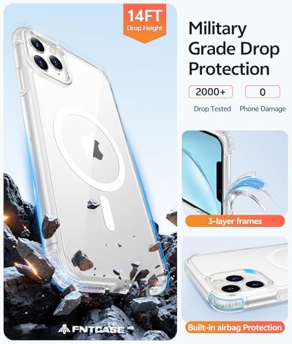 FNTCASE for iPhone 11 Pro Max Case Clear, Fit for Magsafe, Anti Yellowing - Image 5