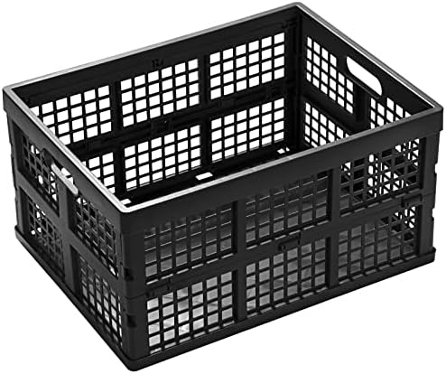 Eslite 34L Large Plastic Folding Storage Crates,Collapsible Crates for Storage,Pack of 3 (Black) - Image 2