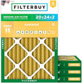 Filterbuy 20x24x2 Air Filter MERV 11 Pet & Allergy Defense (4-Pack) by Filterbuy