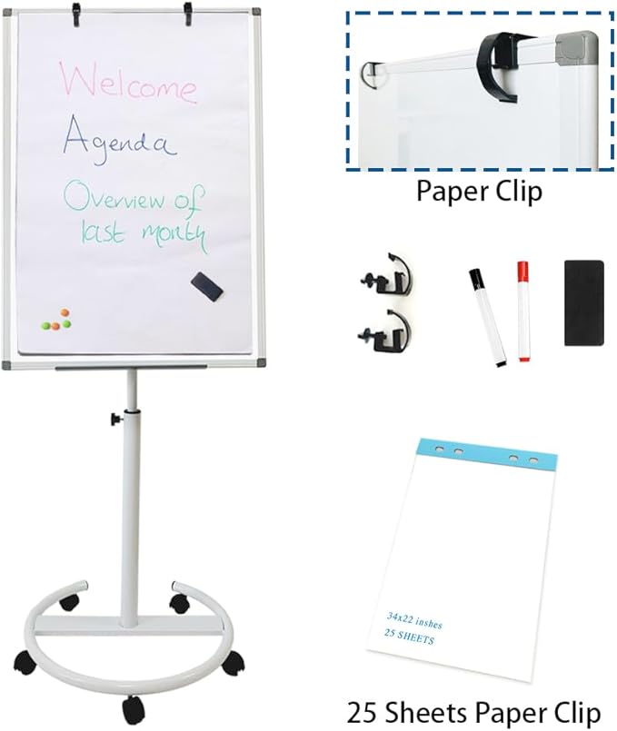 Mobile Dry Erase Board – 40x28 inches Height Adjustable Magnetic Portable - Image 3