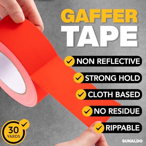 Gaffers Tape (2" x30 Yards) Heavy Duty, No Residue (6 Pack Red) - Image 3