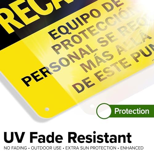 Caution Personal Protective Equipment Required Beyond This Point Bilingual Osha Sign, 10x14 Inches, 55 mil thick HDPS (high density polystyrene), Made in USA by My Sign Center - Image 4