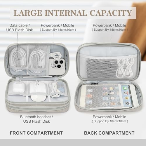 FYY Electronic Organizer, Travel Tech Pouch Bag, Large, Khaki - Image 3