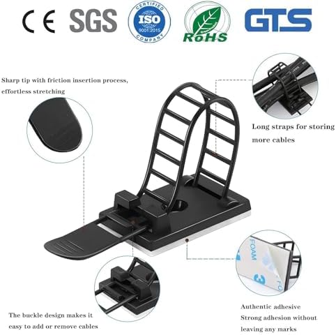 Adjustable Adhesive Cable Management Clips for Desk,Black,100 Pcs - Image 3