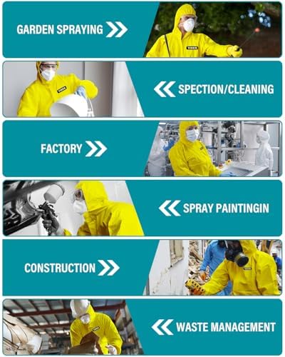 Hazmat Suit Disposable Coverall | Full Body Painters Suit in 7 Sizes with Multiple Specifications for Men & Women - 2X-Large, Yellow, 1 - Image 6