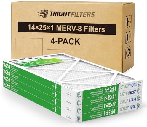 TRIGHTFILTERS 14x25x1 Air Filter 4 Pack, MERV 8 Filter Replacement by TRIGHTFILTERS