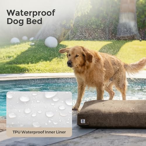 Sytopia 36Inch Indestructible Dog Bed for Large Sized Dogs, Chew Proof Washable Pet Crate Pad with Removable Cover, Durable Waterproof Dog Bed Great for Indoor, Crate, Patio Use, Brown - Image 3