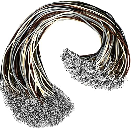100 Pcs Leather Necklace Cord with Clasps, Rope Necklace String, 5 Colors Necklace Cords for Pendants, 19.7" Premium Necklace Chains for Jewelry Making Supplies, 2mm Waxed Necklace Bracelet Cord DHOOZ by DHOOZ