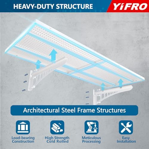 4-Pack 1.5x4ft Heavy Duty Garage Wall Shelving, 1000 lbs Load Capacity, Garage Shelving Wall Mounted, Storage Rack with Hooks, White - Image 3