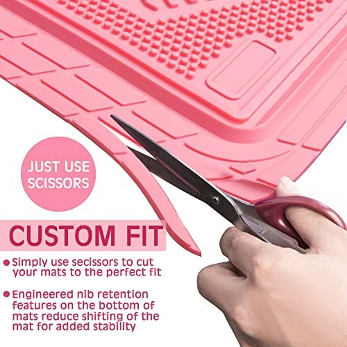 CAR PASS Heavy Duty Rubber Floor Mats Pink Car Mats Full Set with Trunk Cargo Liner - Universal Waterproof Floor Mats for Car SUV Truck, Durable All Weather Liner Mats Automotive Women (All Pink) - Image 4