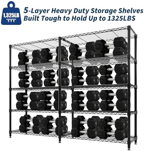 5-Tier Metal Storage Shelves, 70" H Heavy Duty Wire Shelving Unit - Image 3