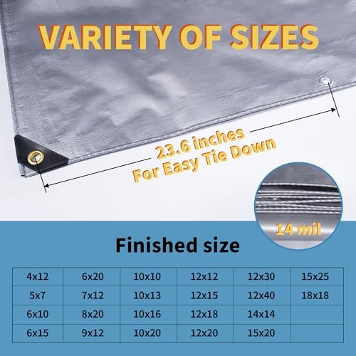 TARPAL 12x40 tarp,Heavy Duty Tarp 14mil Silver Reflective Tarps - Image 6