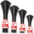 Cable Zip Ties,400 Pack Black Assorted Sizes 12+8+6+4 Inch,Multi-Purpose Self-Locking Nylon Cable Cord Management,Plastic Wire Ties for Home,Office,Garden,Workshop. By HAVE ME TD by HAVEMETD