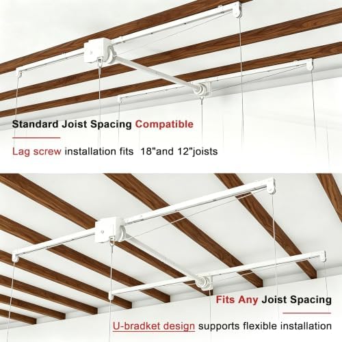 White 6x3 FT Overhead Garage Storage Rack for High Ceilings 10-12 FT - Image 2