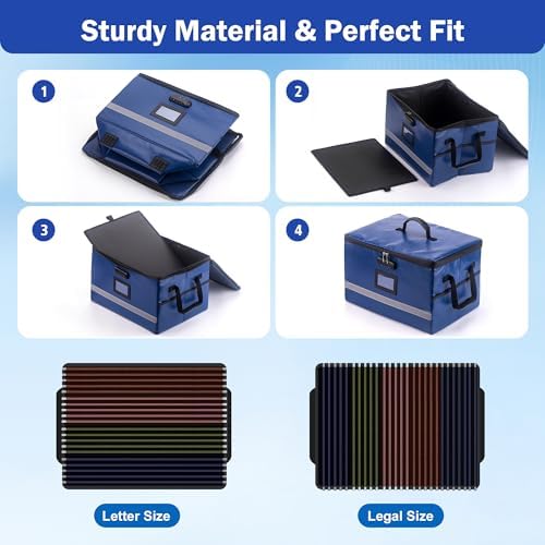 EXLIFBAG Fireproof File Organizer with Lock, 1 Layer - Image 4