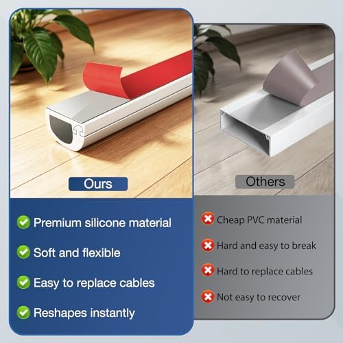 Silicone Cord Covers for Wires on Wall Cord Hider Self-Adhesive - Image 4
