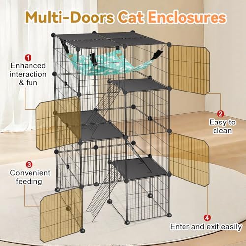 VISCOO Cat Cage, 4-Tier DIY Cat Enclosures Catio,24"x24"x 48" Cat Playpen - Image 6