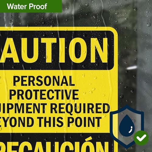 Caution Personal Protective Equipment Required Beyond This Point Bilingual Osha Sign, 10x7 Inches, 4 Mil Vinyl Decal Stickers Weather Resistant, Made in USA by My Sign Center - Image 7