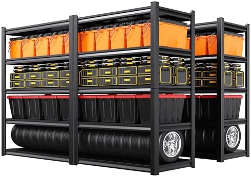 Set of 4 Garage Shelving 5-Tier Heavy Duty Storage Shelves, Adjustable Metal Shelving Unit, Utility Garage Organizer Shelf for Basement, Pantry, Warehouse, Supermarket, 45.7" Wx19.7 Dx71.2 H by AOAORGG