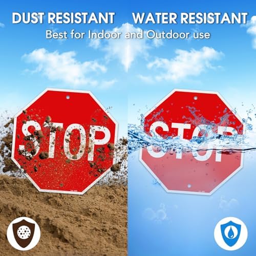 T&R (2 Pack) Stop Sign Street Road Sign 12 x 12 Inches, Rust Free .040 Aluminum Reflective, Weather Resistant, Waterproof, Fade Resistant, 2 Pre-drilled Holes - Image 4