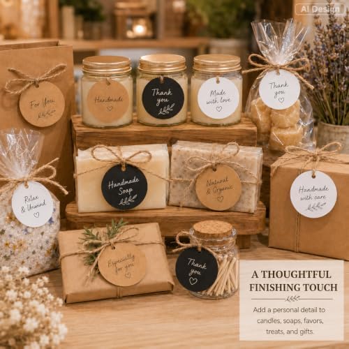 G2PLUS 2.5 Inch Round Kraft Paper Gift Tags with String, 100PCS Blank Tags - Image 6