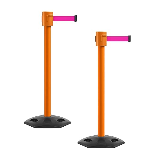 Montour Line MSR760 Set of 2 Retractable Belt Barrier Stanchion, Rubber Base by Montour+Line
