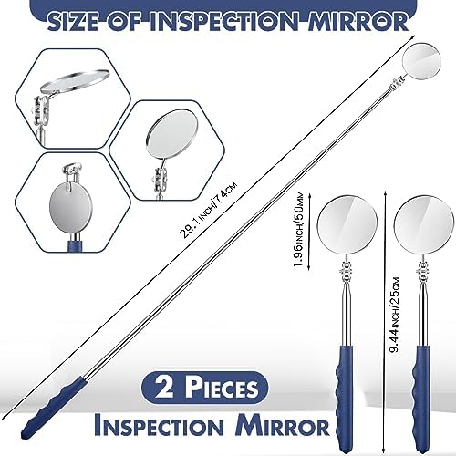 Copkim 2 Pcs Telescoping Inspection Mirror Mechanics Mirror,50mm,Blue - Image 2