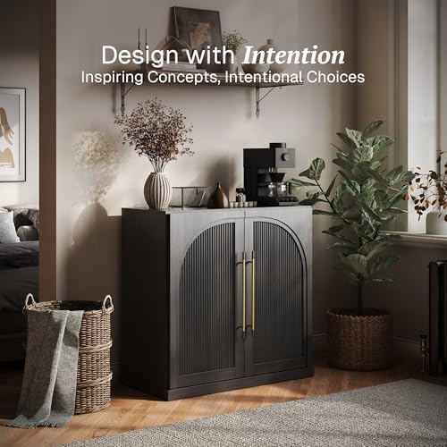 BELLEZE Jagger Sideboard Buffet Cabinet - Ebony - Image 3