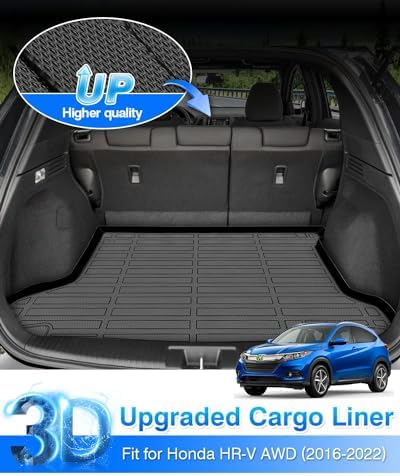 Cartist Cargo Liner Custom Fit for HR-V HRV 2016-2022 (Only AWD Models) All Weather Rear Trunk Mat High Side Waterproof Black TPE - Image 2