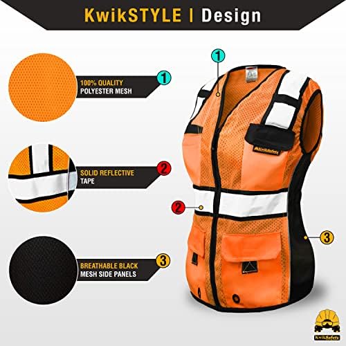 KwikSafety RoadBOSS Econ & Premium Safety Vest for Women Class 2 ANSI OSHA - Image 3