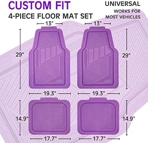 CAR PASS Heavy Duty Rubber Floor Mats 4-Piece Car Mat Set - Universal Waterproof Floor Mats for Car SUV Truck, Durable All-Weather Mats(Purple) - Image 2